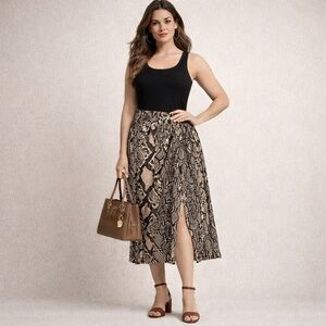 Michael Kors Snakeskin Print Midi Skirt | Workwear Business Casual | L